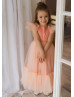 Peach Tulle Latest Flower Girl Dress
